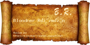 Blondner Rézmán névjegykártya